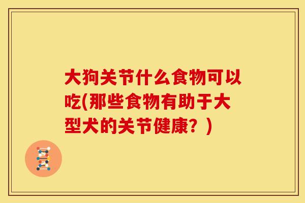 大狗关节什么食物可以吃(那些食物有助于大型犬的关节健康？)