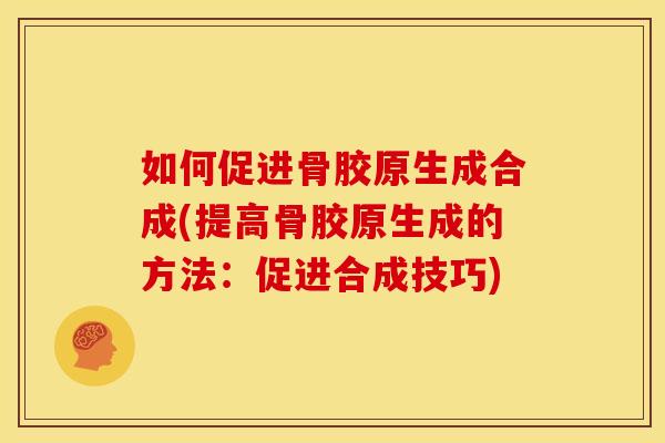 如何促进骨胶原生成合成(提高骨胶原生成的方法：促进合成技巧)