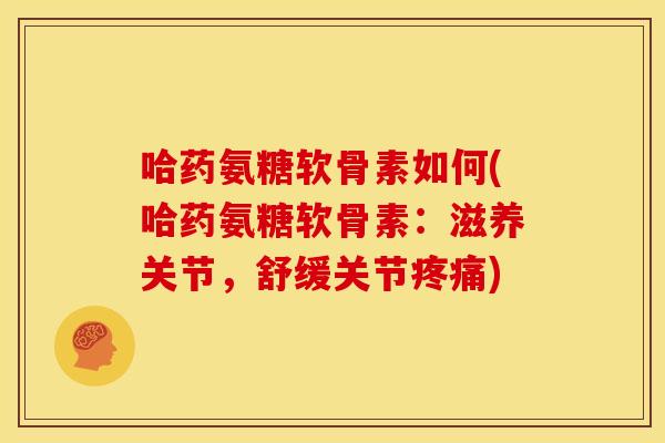 哈药氨糖软骨素如何(哈药氨糖软骨素：滋养关节，舒缓关节疼痛)