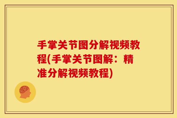 手掌关节图分解视频教程(手掌关节图解：精准分解视频教程)