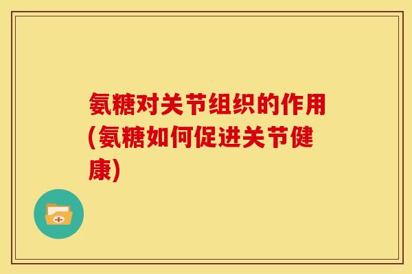 氨糖对关节组织的作用(氨糖如何促进关节健康)