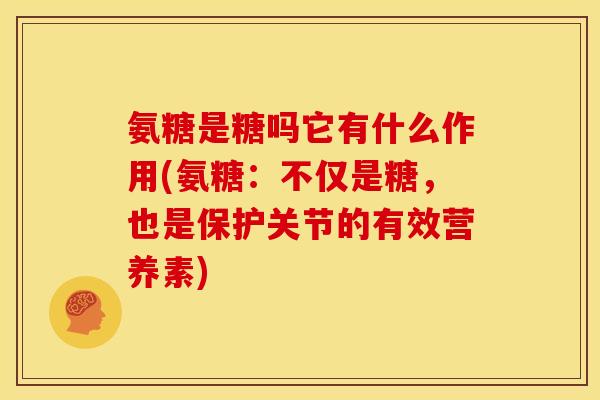 氨糖是糖吗它有什么作用(氨糖：不仅是糖，也是保护关节的有效营养素)