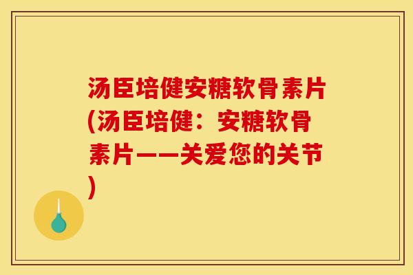 汤臣培健安糖软骨素片(汤臣培健：安糖软骨素片——关爱您的关节)