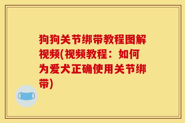 狗狗关节绑带教程图解视频(视频教程：如何为爱犬正确使用关节绑带)