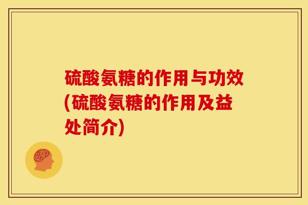 硫酸氨糖的作用与功效(硫酸氨糖的作用及益处简介)