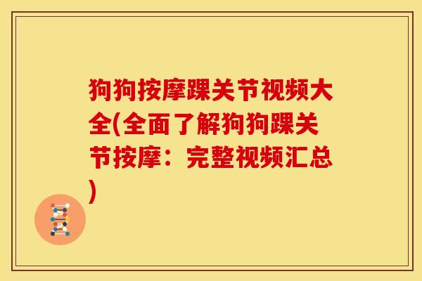 狗狗按摩踝关节视频大全(全面了解狗狗踝关节按摩：完整视频汇总)
