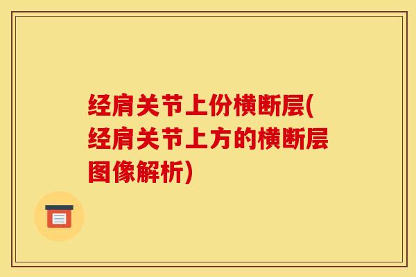 经肩关节上份横断层(经肩关节上方的横断层图像解析)