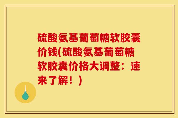 硫酸氨基葡萄糖软胶囊价钱(硫酸氨基葡萄糖软胶囊价格大调整：速来了解！)