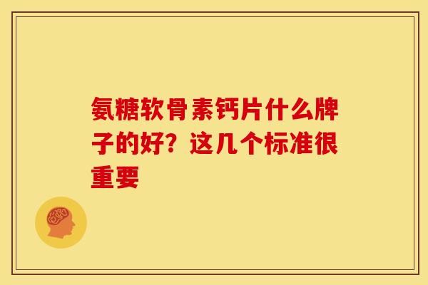 氨糖软骨素钙片什么牌子的好？这几个标准很重要