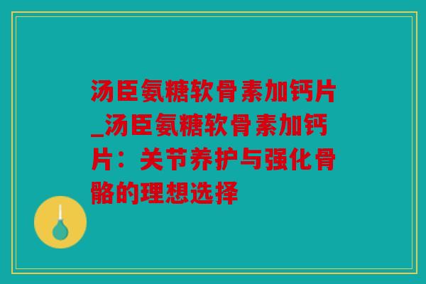 汤臣氨糖软骨素加钙片_汤臣氨糖软骨素加钙片：关节养护与强化骨骼的理想选择