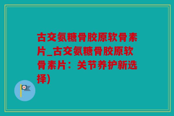 古交氨糖骨胶原软骨素片_古交氨糖骨胶原软骨素片：关节养护新选择)