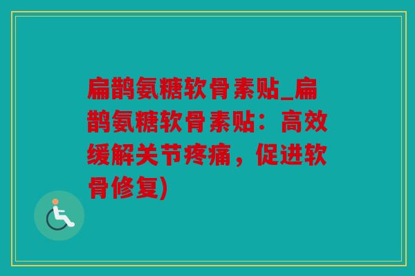 扁鹊氨糖软骨素贴_扁鹊氨糖软骨素贴：高效缓解关节疼痛，促进软骨修复)