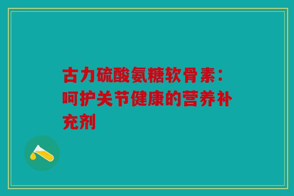 古力硫酸氨糖软骨素：呵护关节健康的营养补充剂
