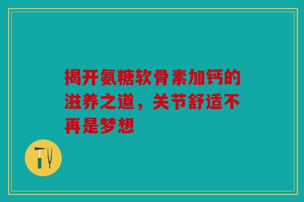揭开氨糖软骨素加钙的滋养之道，关节舒适不再是梦想