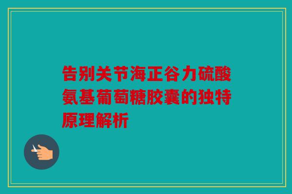 告别关节海正谷力硫酸氨基葡萄糖胶囊的独特原理解析