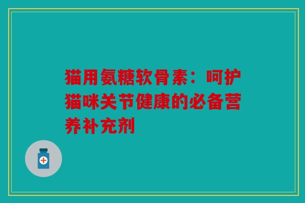 猫用氨糖软骨素：呵护猫咪关节健康的必备营养补充剂