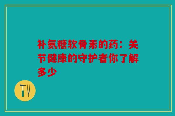 补氨糖软骨素的药：关节健康的守护者你了解多少