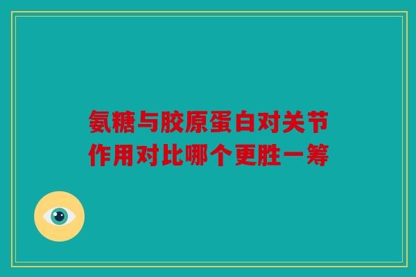 氨糖与胶原蛋白对关节作用对比哪个更胜一筹